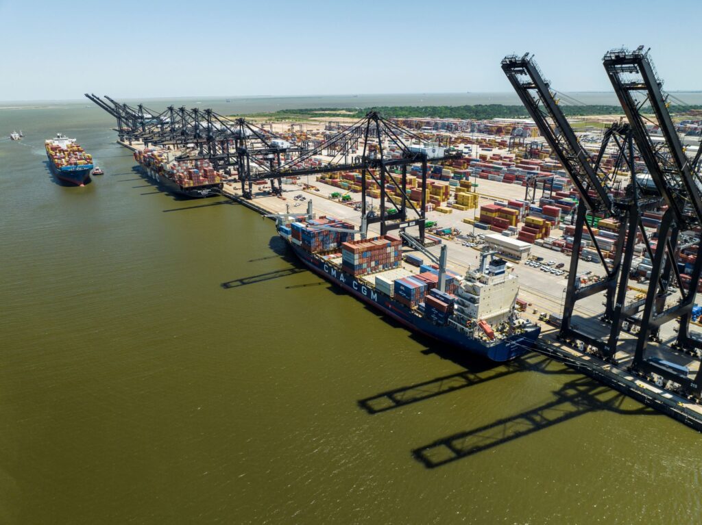 Vessels docking at Port Houston's Bayport Container Terminal